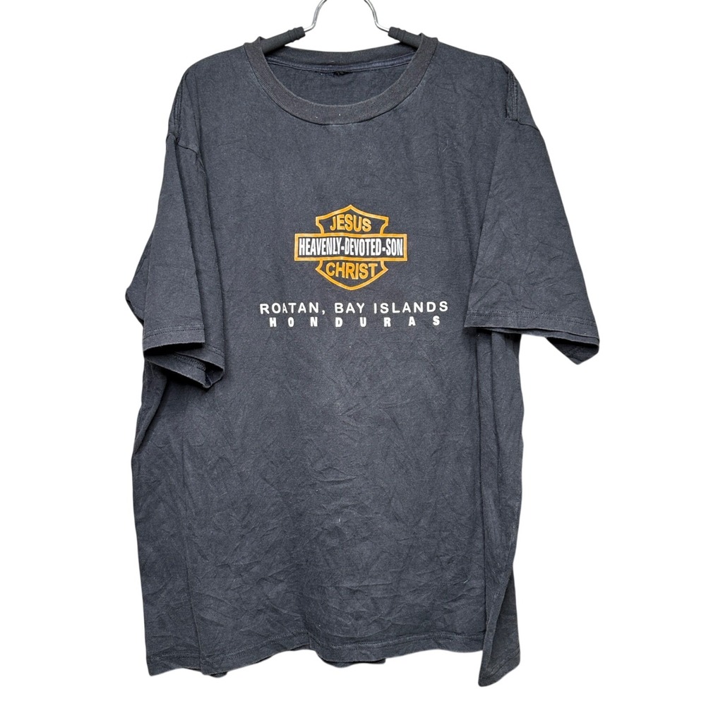 RARE Jesus Heavenly Devoted Son Christ Roatan Honduras Graphic T-Shirt XL Black